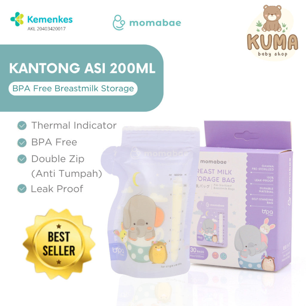 MOMABAE – Kantong ASI 200ML + 20ML Ekstra / Kantong ASI BPA Free / Kantong ASI Sensor Thermal Momabae