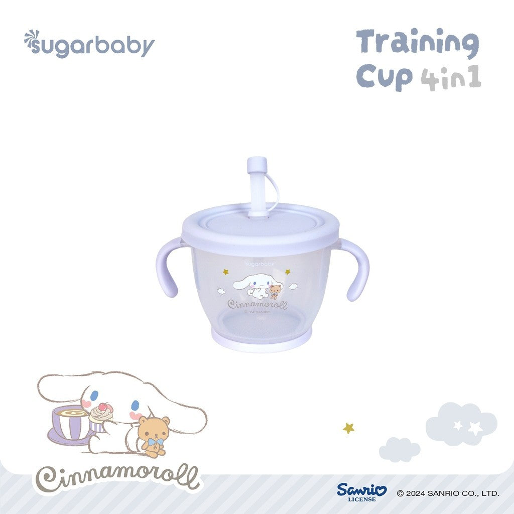 Sugarbaby Sugar Baby Training Cup 4in1 Sanrio Collection/Gelas Anak BPA FREE/Cangkir Bayi/Gelas MPASI Anti Bocor dan Tumpah/Straw Training Mug Baby
