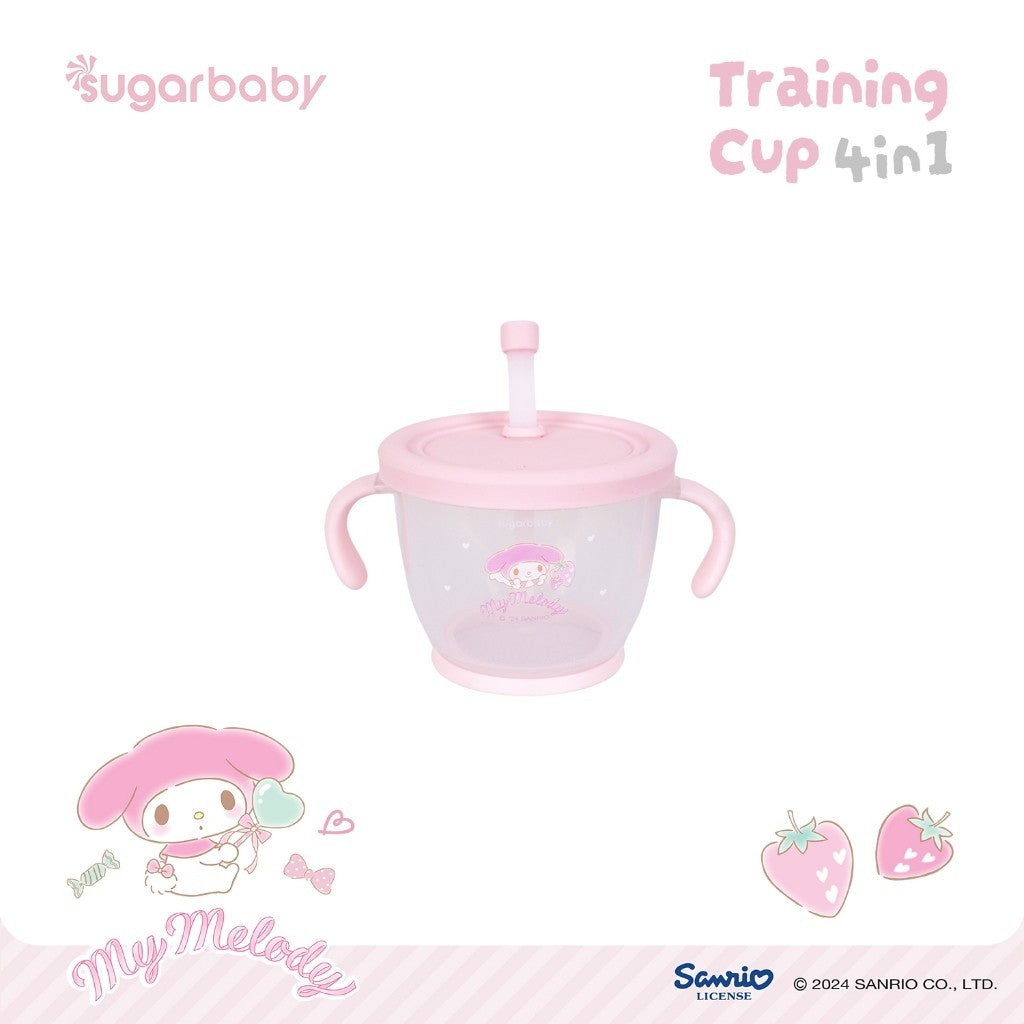 Sugarbaby Sugar Baby Training Cup 4in1 Sanrio Collection/Gelas Anak BPA FREE/Cangkir Bayi/Gelas MPASI Anti Bocor dan Tumpah/Straw Training Mug Baby