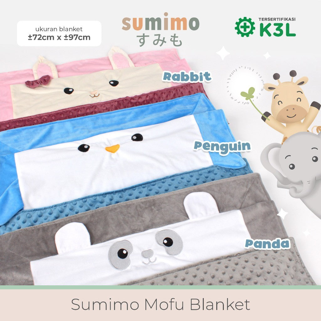 Sumimo Mofu Blanket/Selimut Anak Karakter Hewan Bahan Soft Material Minky