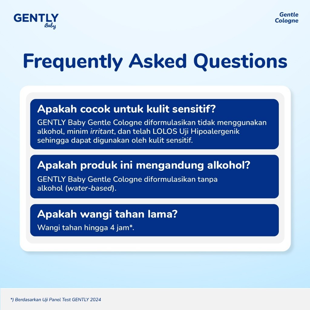 GENTLY Baby Gentle Cologne - Parfum Bayi Non Alkohol - Wangi Parfum Tahan Lama - Newborn & Sensitive-skin Friendly