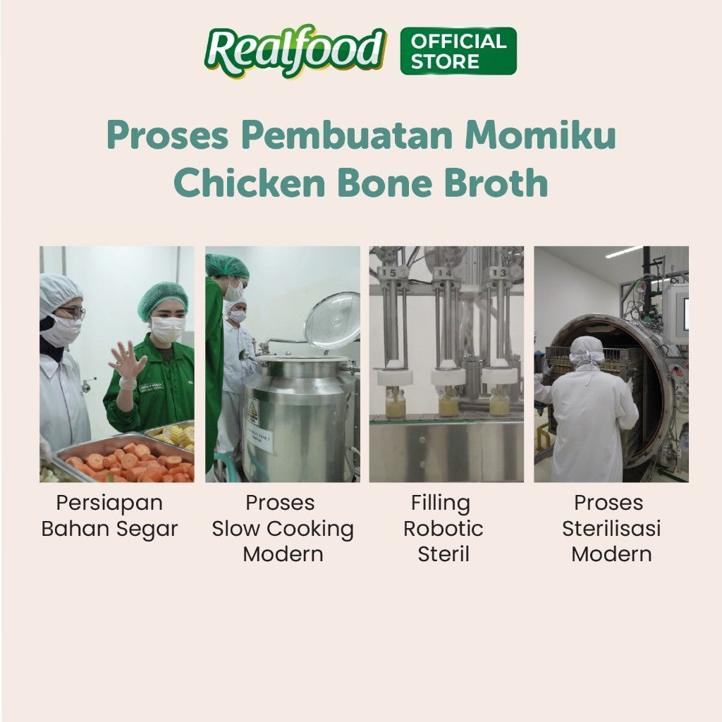 Realfood Momiku Chicken Bone Broth Unsalted Kaldu Ayam Siap Konsumsi Mpasi