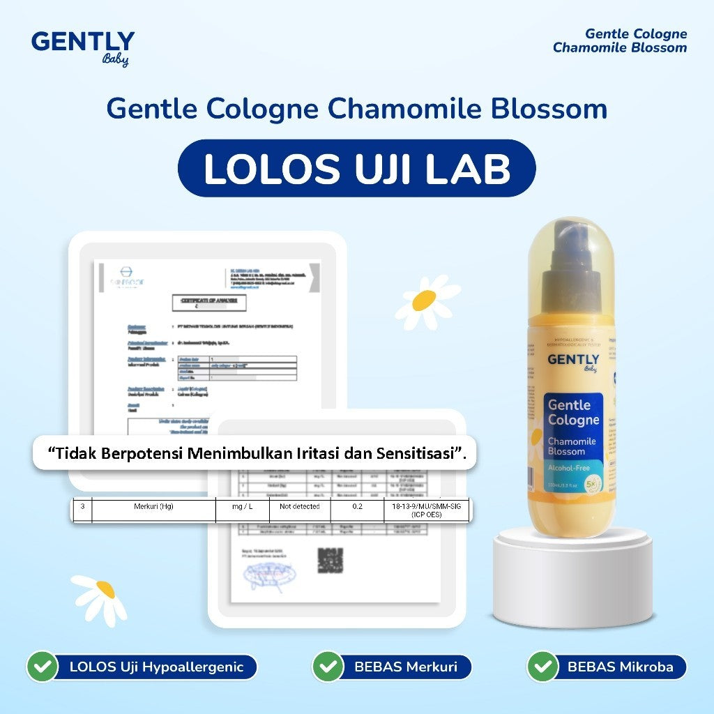 GENTLY Baby Gentle Cologne - Parfum Bayi Non Alkohol - Wangi Parfum Tahan Lama - Newborn & Sensitive-skin Friendly