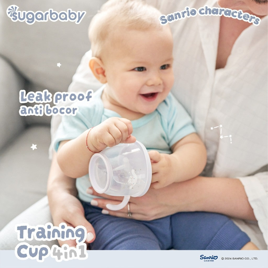 Sugarbaby Sugar Baby Training Cup 4in1 Sanrio Collection/Gelas Anak BPA FREE/Cangkir Bayi/Gelas MPASI Anti Bocor dan Tumpah/Straw Training Mug Baby