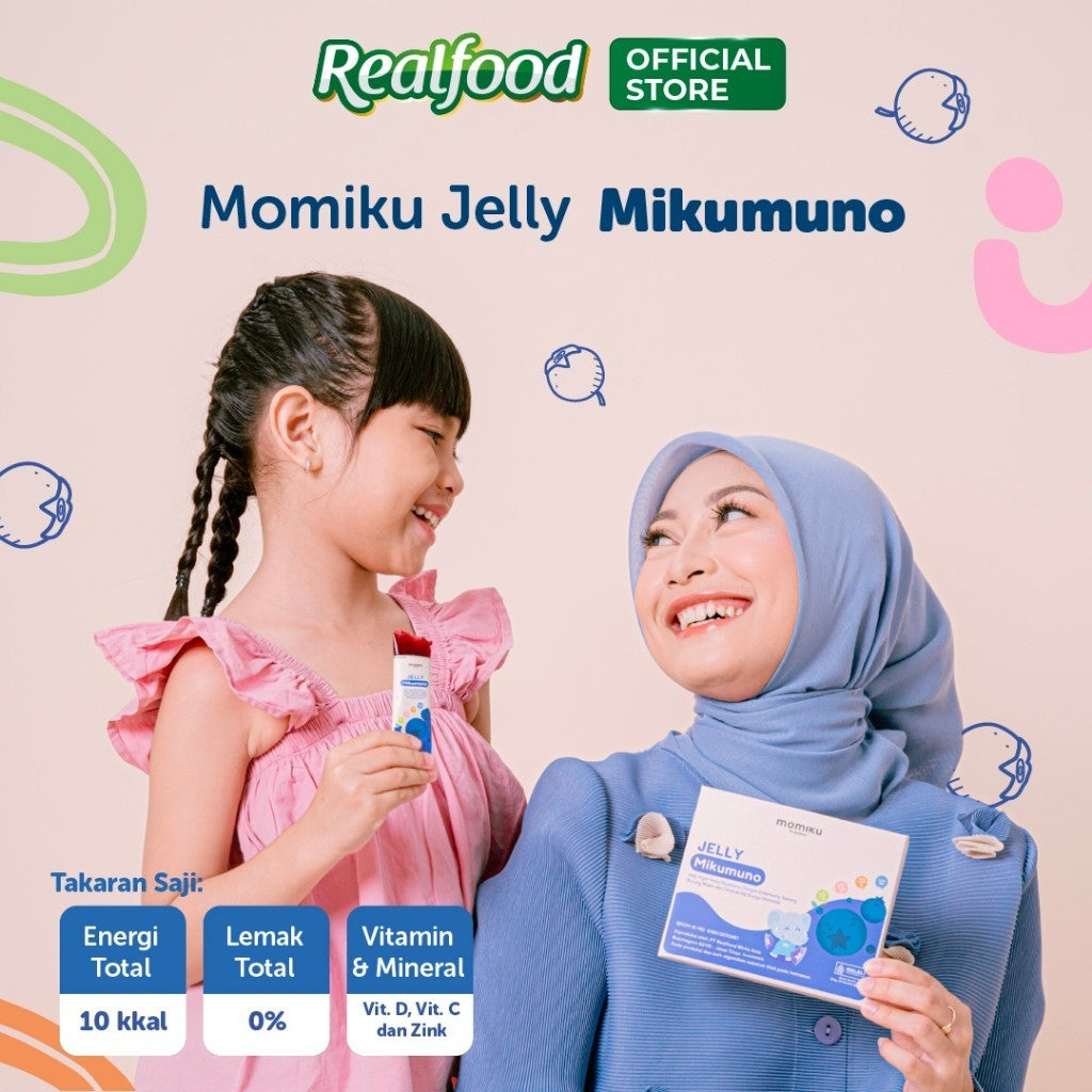 Realfood Momiku Jelly Mikumuno Sarang Burung Walet dengan Ekstrak Elderberry, Blueberry dan Madu Hutan, Sumber Vitamin C