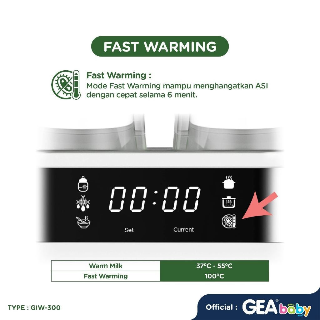 GEA Baby Instant Warmer & Sterilizer GIW-300 Penghangat Asi / Susu Steril botol bayi / Milk & Food Warmer Steamer