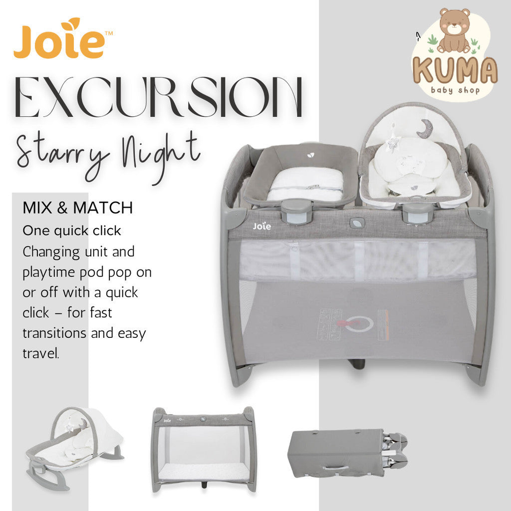 Joie Excursion Change & Rock Travel Cot - Starry Night | Box Tidur Bayi