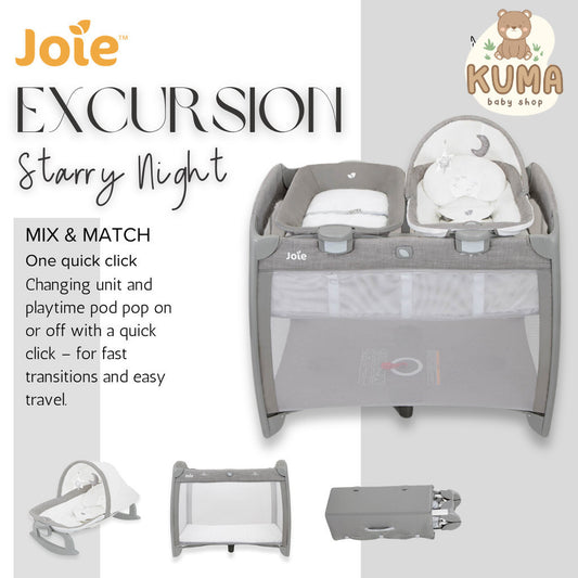 Joie Excursion Change & Rock Travel Cot - Starry Night | Box Tidur Bayi