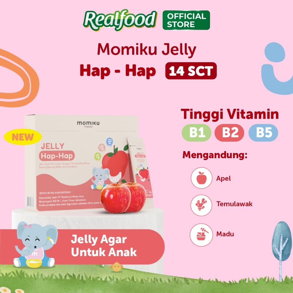 Realfood Momiku Jelly Hap-Hap Sarang Burung Walet dengan Ekstrak Temulawak, Madu Hutan dan Tinggi Vitamin B1, B2 & B5