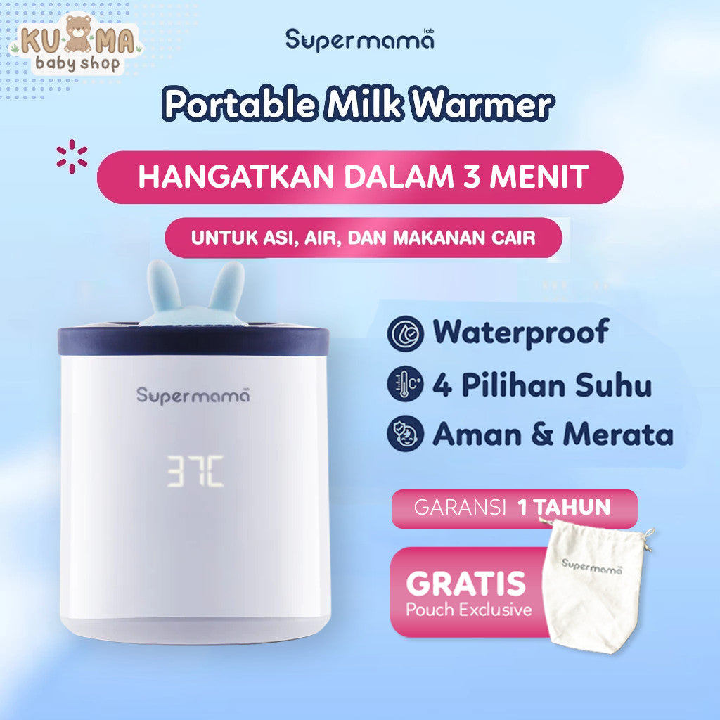 Supermama Lab Portable Milk Warmer | Teknologi Hangat Optimal dan Merata Dalam 2-3 Menit | Pemanas/Penghangat Susu ASI Bayi, Sterilizer Botol Bayi, Dot Bayi | Untuk Asi, Air dan Makanan Cair Bayi | Aman Dipercaya oleh Ibu/Mama diseluruh Asia