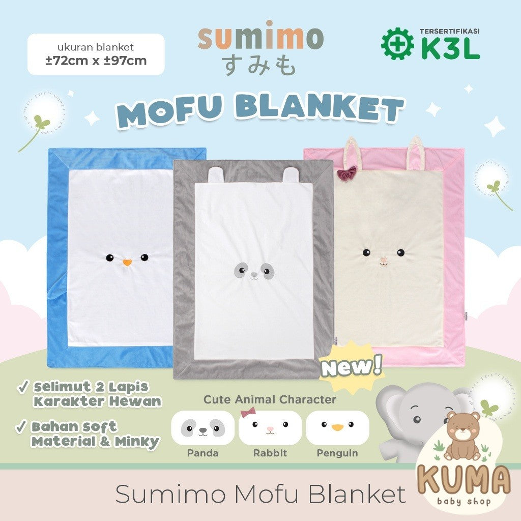 Sumimo Mofu Blanket/Selimut Anak Karakter Hewan Bahan Soft Material Minky