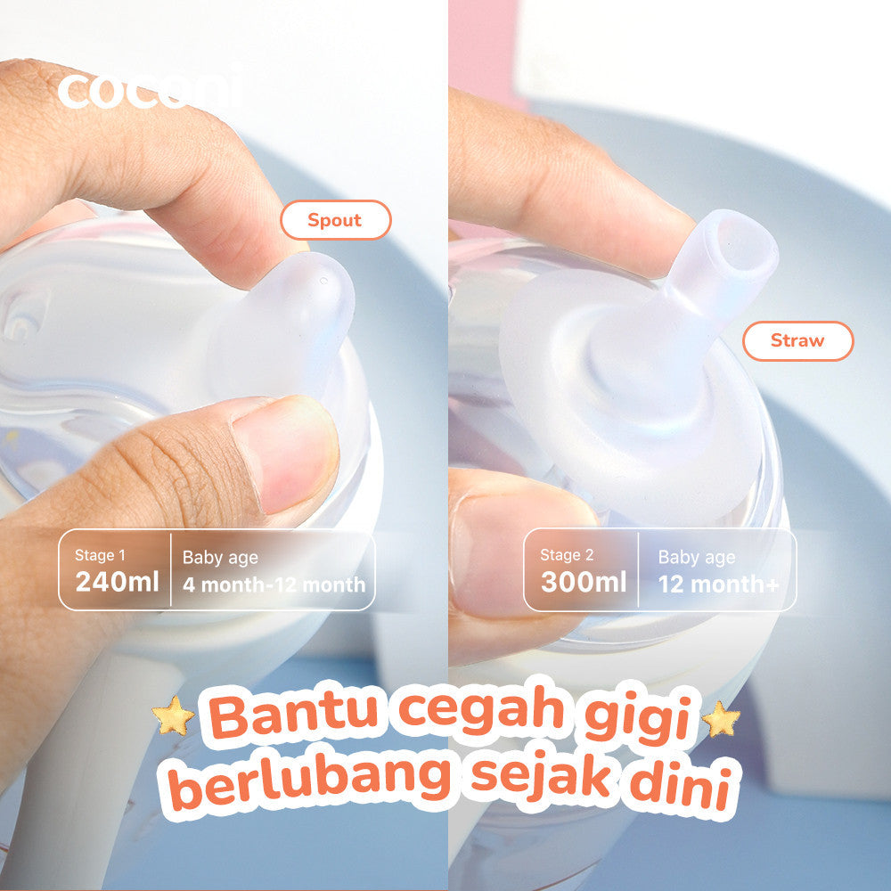 COCONI Dental-Care Sippy Cup | 240ml 300ml | Botol Minum Anak Bayi Dengan Pemberat Spout Straw BPA FREE