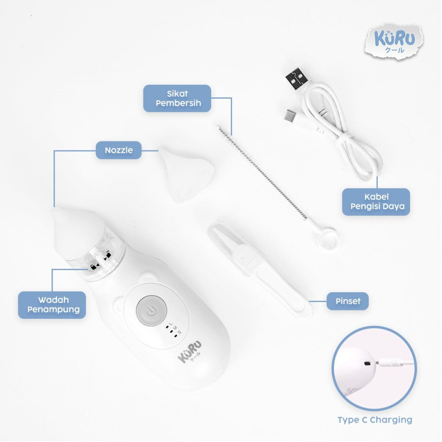 Kuru Baby Electric Nasal Aspirator | Alat Penyedot Ingus Elektrik Nose Cleaner