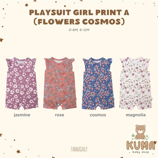 BOHOPANNA - PANNADAILY - PLAYSUIT GIRL PRINT - FLOWERS COSMOS SERIES - Jumper Bayi Perempuan