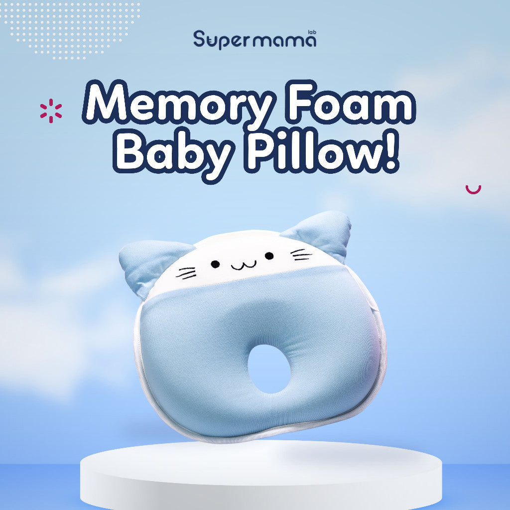 Bantal Bayi Anti Gumoh & Peyang | Supermama Lab Memory Foam Premium Quality Baby Pillow | Design Khusus Support Pertumbuhan Anak | Bantal Bayi Newborn Anti Datar