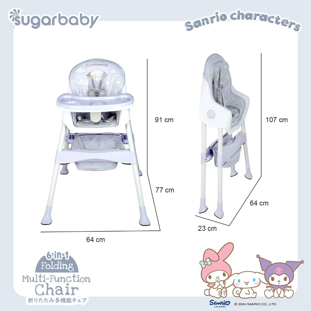 Sugar Baby Sugarbaby 6-in-1 Folding Multi-Function Chair Sanrio Collection/Kursi Bayi/Kursi Anak/Kursi Makan Anak/Kursi MPASI/Baby High Chair