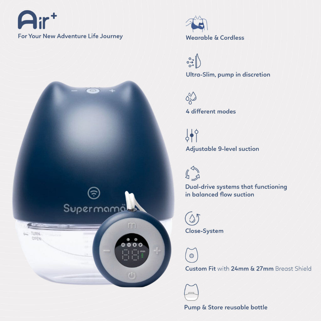 Pompa Asi Elektrik Portable Handsfree Super Slim & Tanpa Kabel No.1 Indonesia | Portable, Wearable, Electric Breast Pump, Pumping Asi | Airplus by Supermama Lab