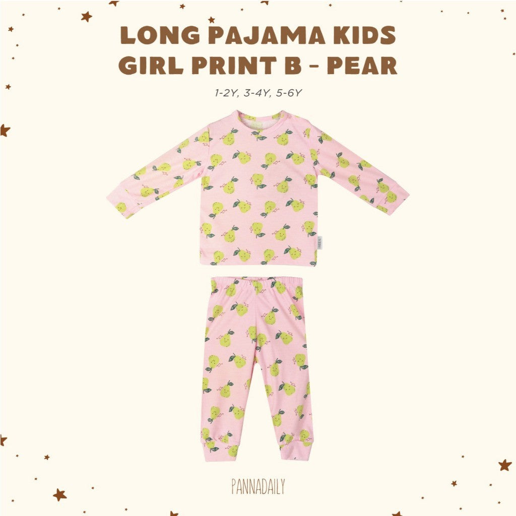 BOHOPANNA - PANNADAILY - LONG SET BABY GIRL PRINT - FRUITS SERIES - Baju Setelan Anak Perempuan