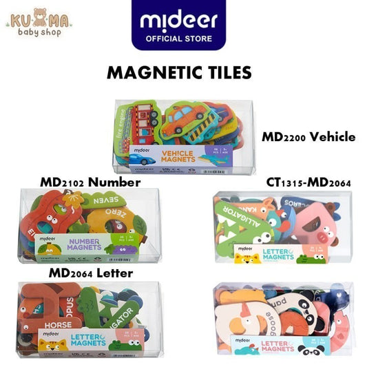 Mideer Letter Magnets / Number Magnets / Transportation Magnets Mainan Edukasi Anak