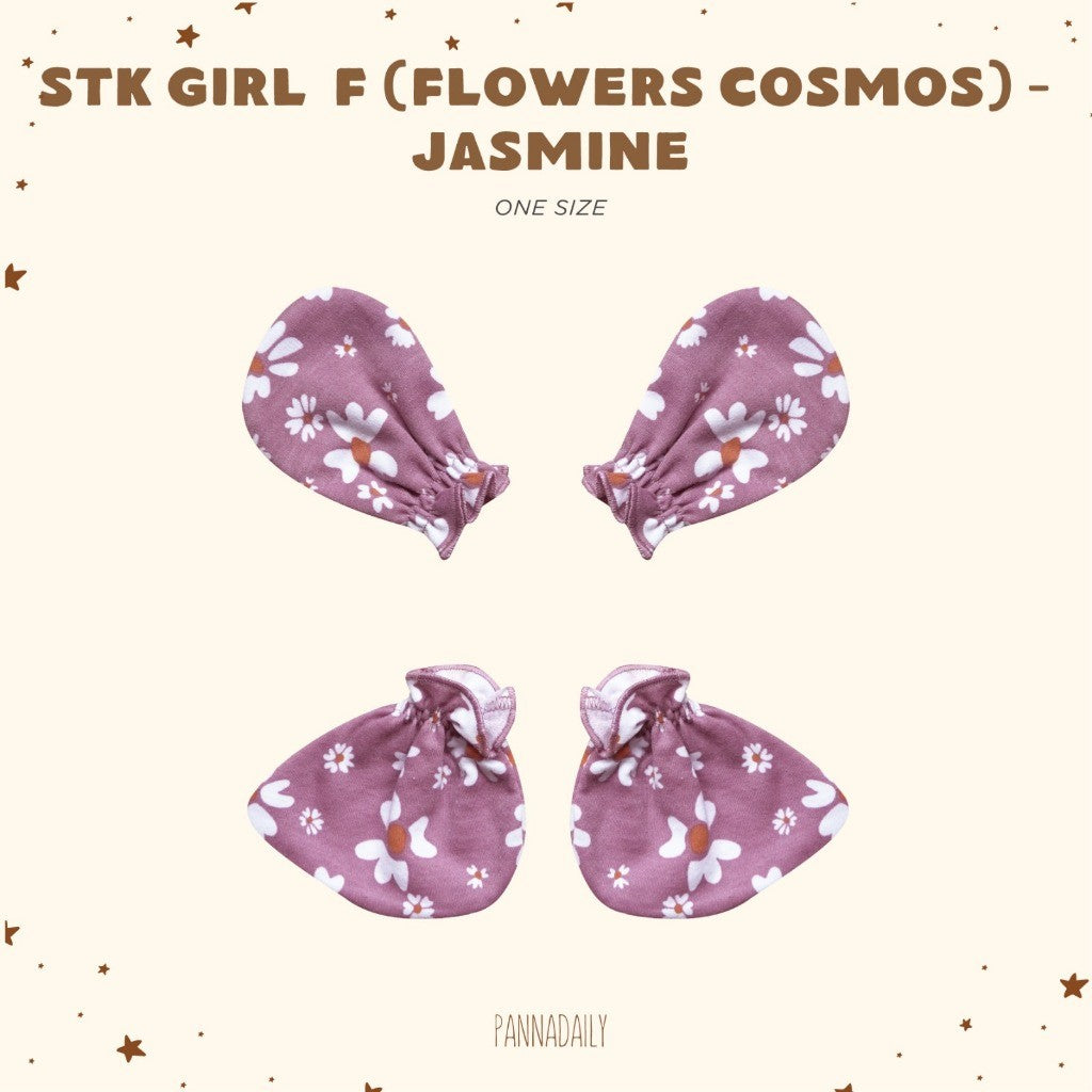BOHOPANNA - PANNADAILY - STK GIRL PRINT - FLOWERS COSMOS SERIES - Mitten Dan Booties Bayi
