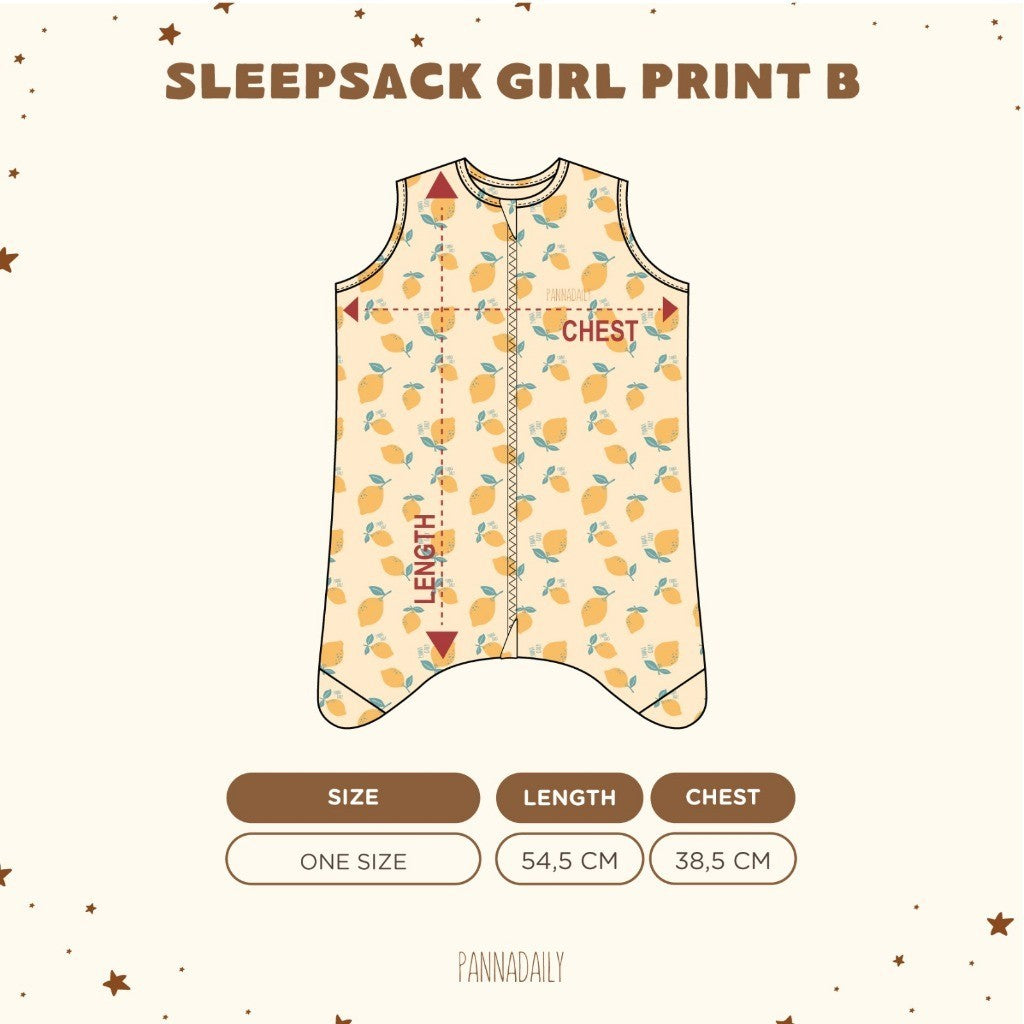 BOHOPANNA - PANNADAILY - SLEEP SACK Girl Print B - Swaddle Bayi - Selimut Bayi - Bedong Bayi