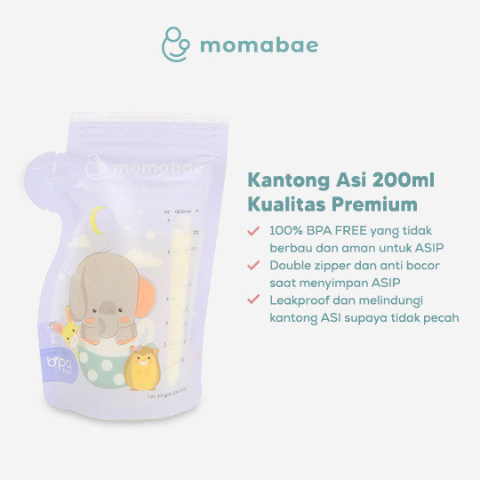 MOMABAE – Kantong ASI 200ML + 20ML Ekstra / Kantong ASI BPA Free / Kantong ASI Sensor Thermal Momabae