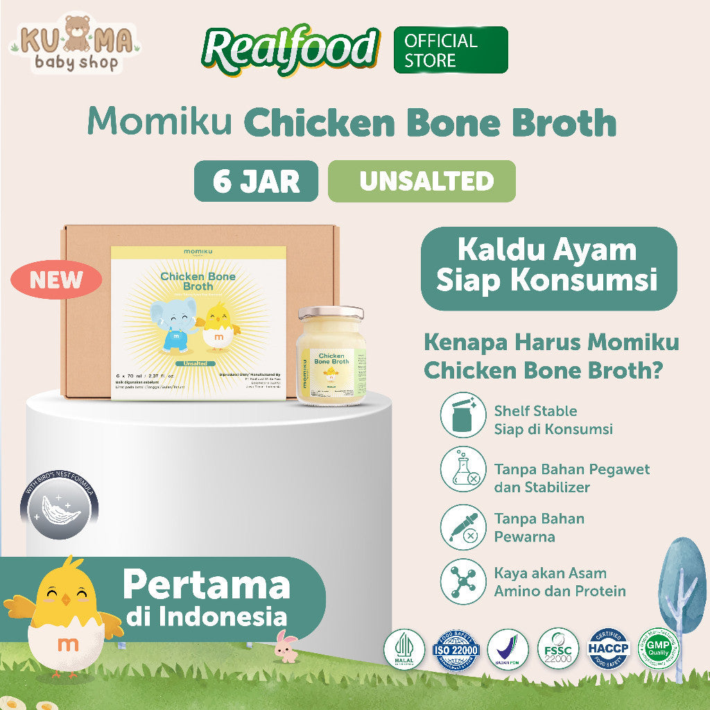Realfood Momiku Chicken Bone Broth Unsalted Kaldu Ayam Siap Konsumsi Mpasi
