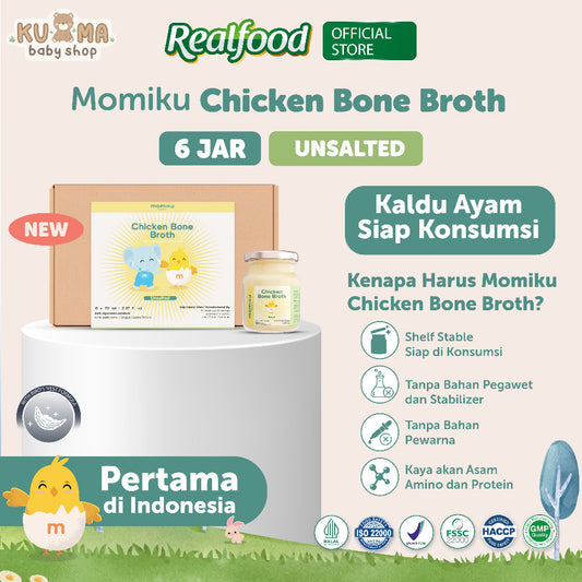 Realfood Momiku Chicken Bone Broth Unsalted Kaldu Ayam Siap Konsumsi Mpasi