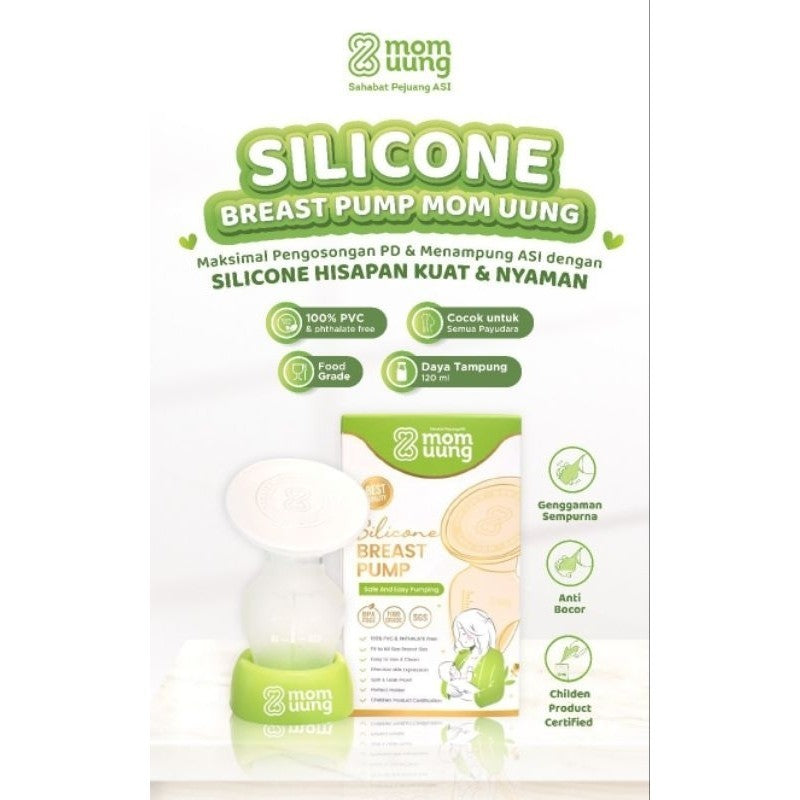 Mom Uung Silicone Breast Pump Penampung Asi 120ml BPA Free | Food Grade Silicone | Anti Tumpah dan Bocor