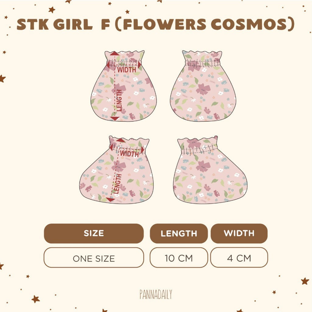 BOHOPANNA - PANNADAILY - STK GIRL PRINT - FLOWERS COSMOS SERIES - Mitten Dan Booties Bayi