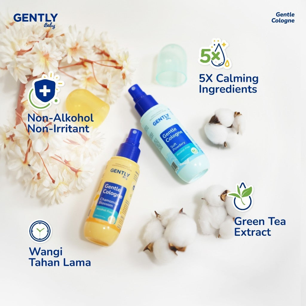 GENTLY Baby Gentle Cologne - Parfum Bayi Non Alkohol - Wangi Parfum Tahan Lama - Newborn & Sensitive-skin Friendly