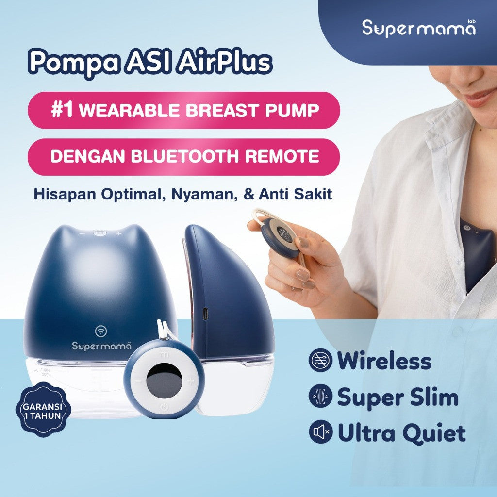 Pompa Asi Elektrik Portable Handsfree Super Slim & Tanpa Kabel No.1 Indonesia | Portable, Wearable, Electric Breast Pump, Pumping Asi | Airplus by Supermama Lab