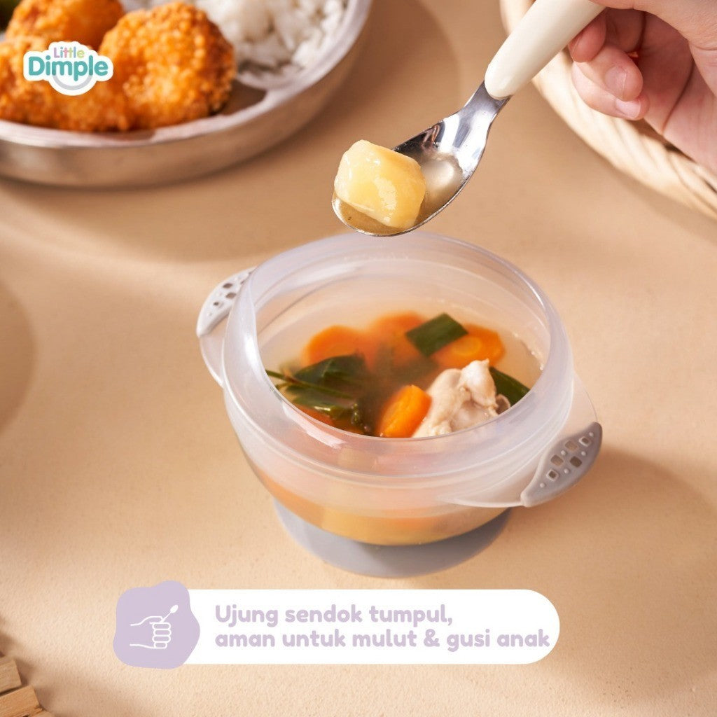 Little Dimple Tiny Grip Spoon With Case Sendok Makan Anak Mpasi