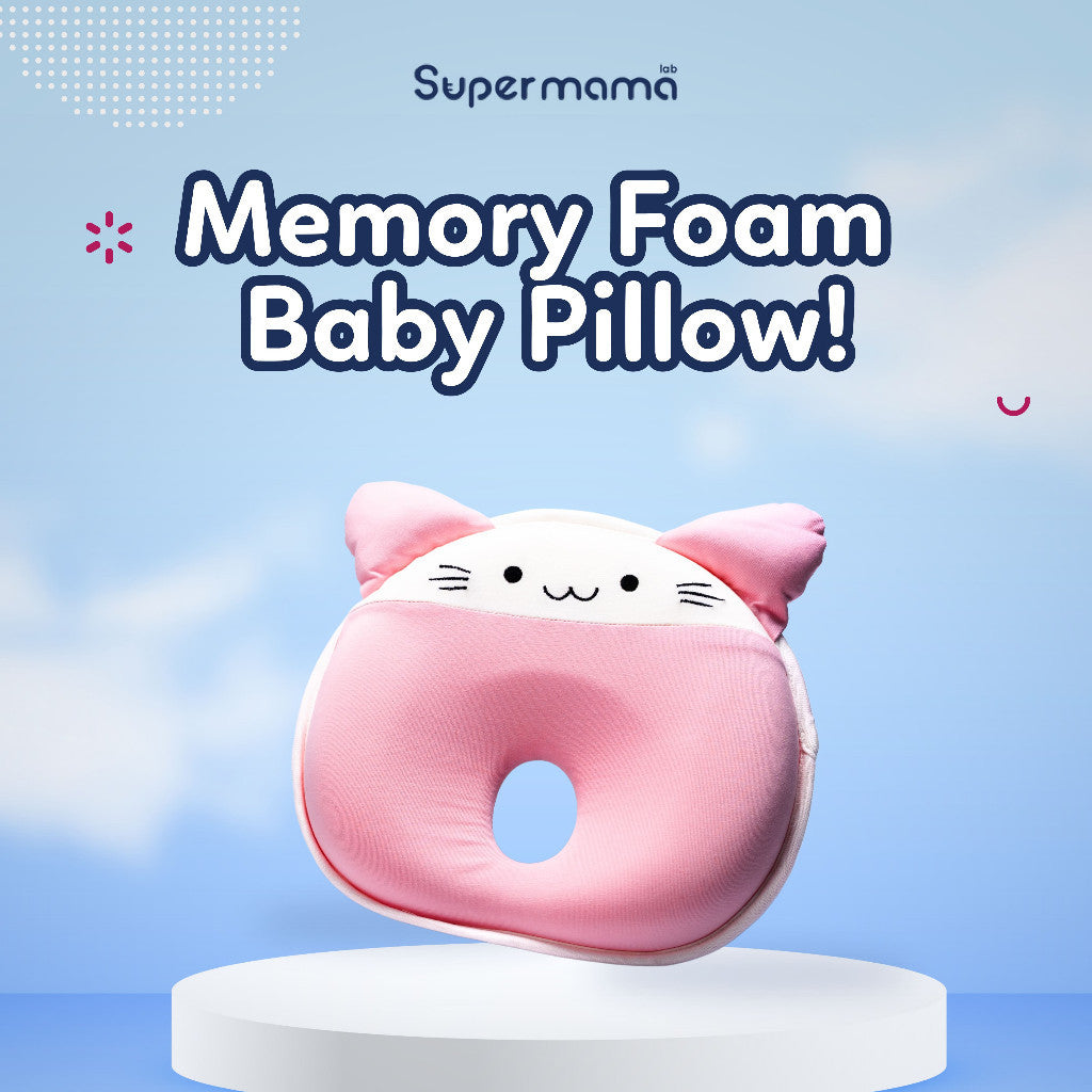 Bantal Bayi Anti Gumoh & Peyang | Supermama Lab Memory Foam Premium Quality Baby Pillow | Design Khusus Support Pertumbuhan Anak | Bantal Bayi Newborn Anti Datar