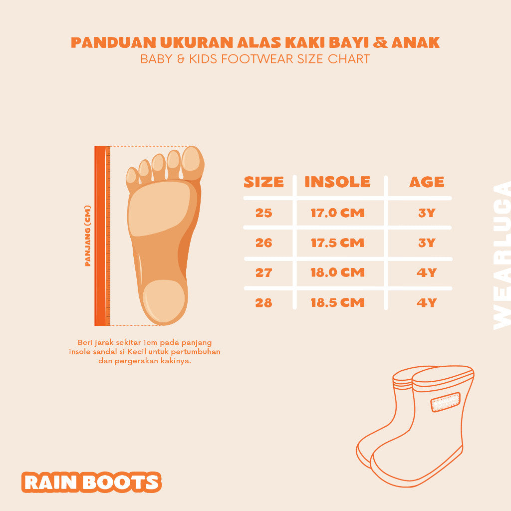 WEARLUCA Rain Boots - Sepatu Boots Sandal Anak Laki laki Perempuan