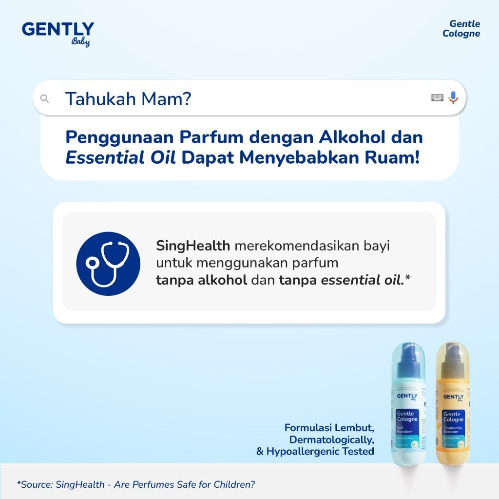 GENTLY Baby Gentle Cologne - Parfum Bayi Non Alkohol - Wangi Parfum Tahan Lama - Newborn & Sensitive-skin Friendly