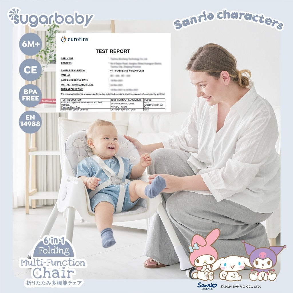 Sugar Baby Sugarbaby 6-in-1 Folding Multi-Function Chair Sanrio Collection/Kursi Bayi/Kursi Anak/Kursi Makan Anak/Kursi MPASI/Baby High Chair