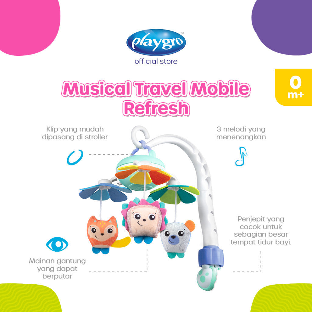 Playgro Musical Travel Mobile - Mainan Gantung Stroller - Mainan Gantung Tempat Tidur Crib Bayi