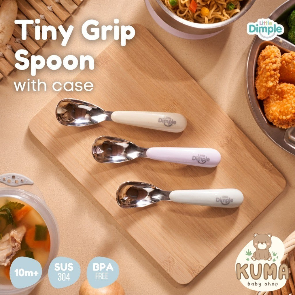 Little Dimple Tiny Grip Spoon With Case Sendok Makan Anak Mpasi