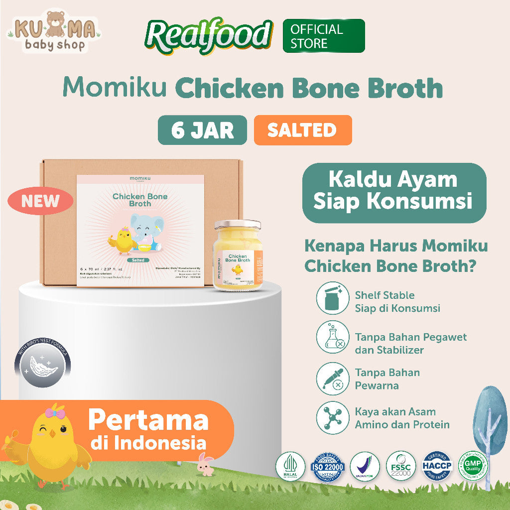 Realfood Momiku Chicken Bone Broth Salted Kaldu Ayam Siap Konsumsi Mpasi isi 6