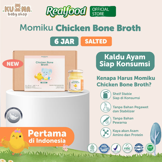 Realfood Momiku Chicken Bone Broth Salted Kaldu Ayam Siap Konsumsi Mpasi isi 6