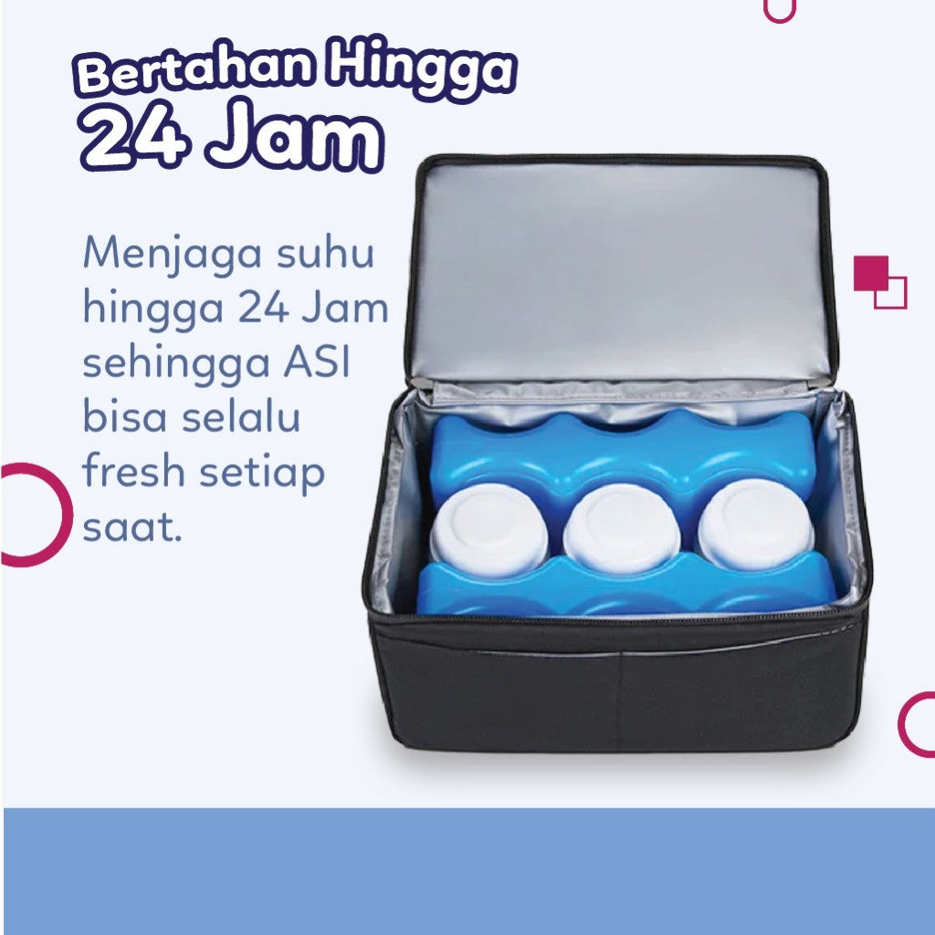 Supermama Lab Original Cooler Bag | Tas Pendingin ASI, Susu & Makanan Bayi 24 Jam | Waterproof | Stylish Design Untuk 6 Botol | Cooler Bag Asi by Supermama Lab