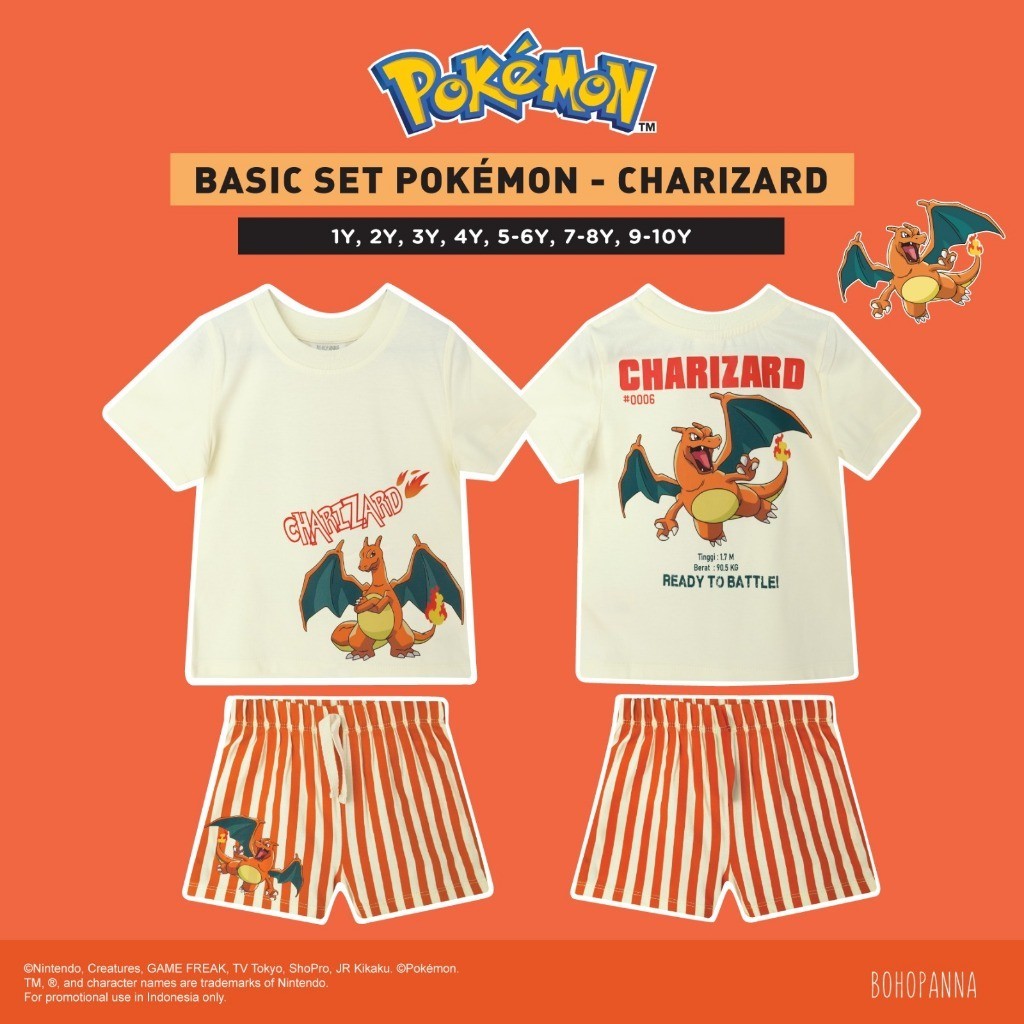 BOHOPANNA | POKÉMON - BASIC SET - Setelan Baju Anak Pokemon