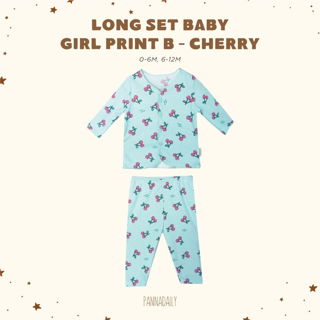 BOHOPANNA - PANNADAILY - LONG SET BABY GIRL PRINT - FRUITS SERIES - Baju Setelan Anak Perempuan