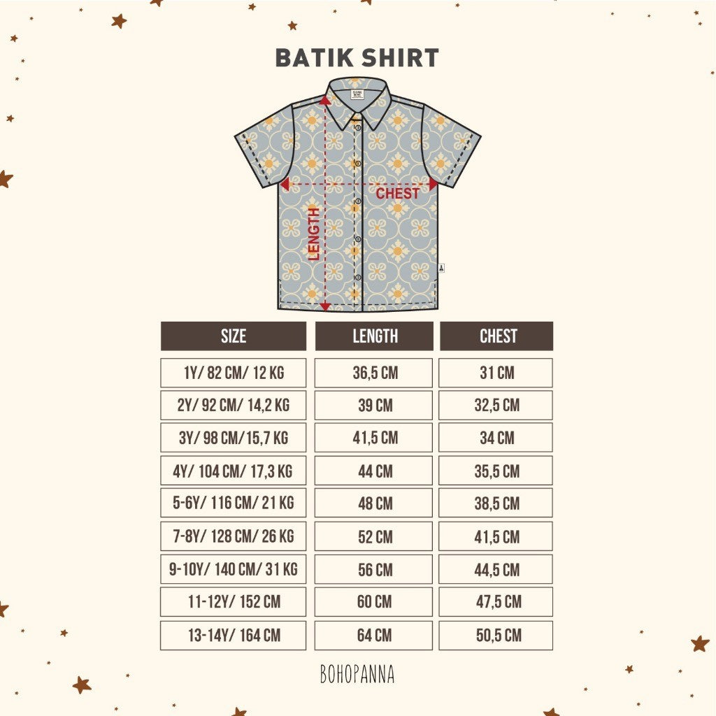 BOHOPANNA - SHORT BATIK SHIRT - Atasan Batik Anak Laki-Laki - Kemeja Batik Anak