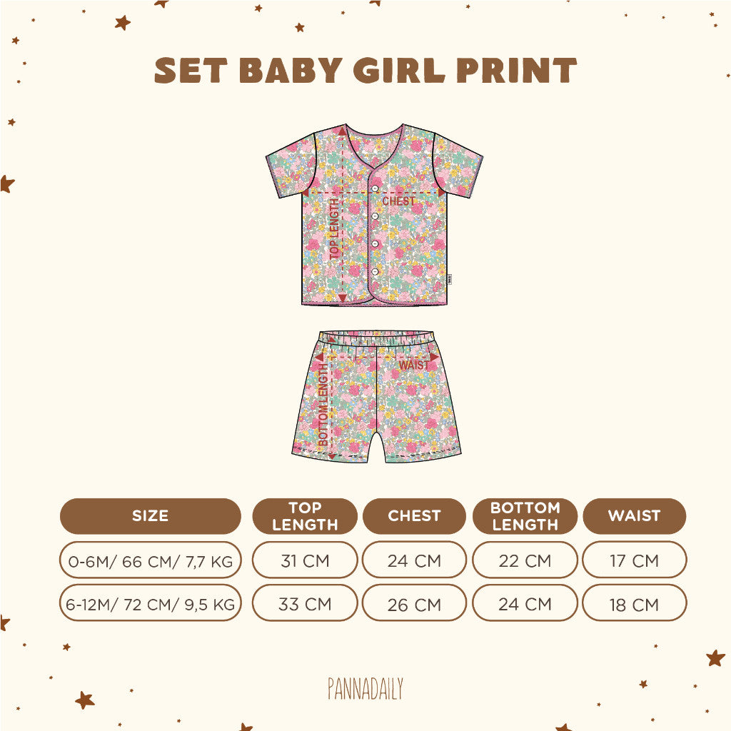 BOHOPANNA - PANNADAILY - PANNA DAILY - BABY & BAYI - SET BABY GIRL PRINT - SET KIDS GIRL PRINT - FLOWERS SERIES - Setelan Anak