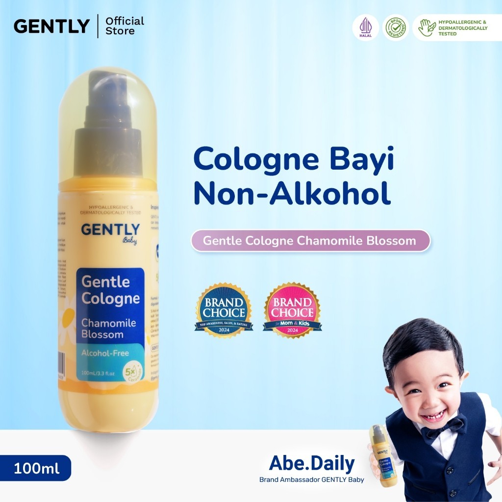 GENTLY Baby Gentle Cologne - Parfum Bayi Non Alkohol - Wangi Parfum Tahan Lama - Newborn & Sensitive-skin Friendly