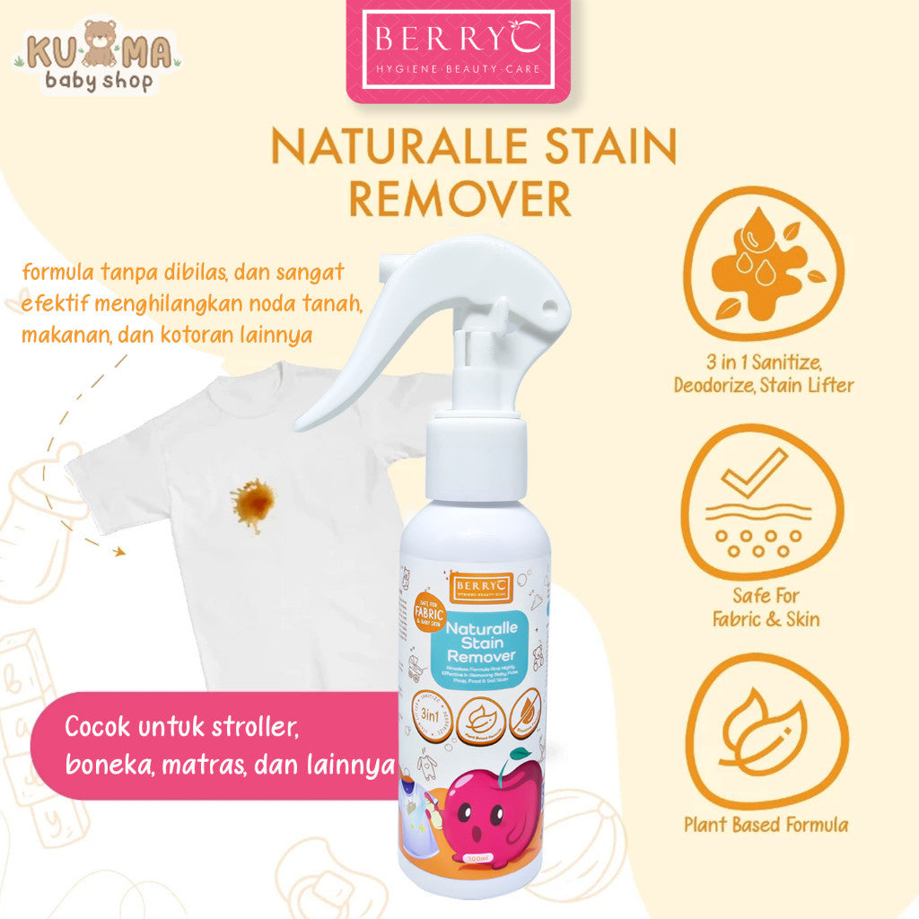 BerryC Naturalle Stain Remover 100ml Pembersih Noda Membandel pada Pakaian Menghilangkan Bau & Mensterilkan Bahan Natural. Aman untuk Pakaian