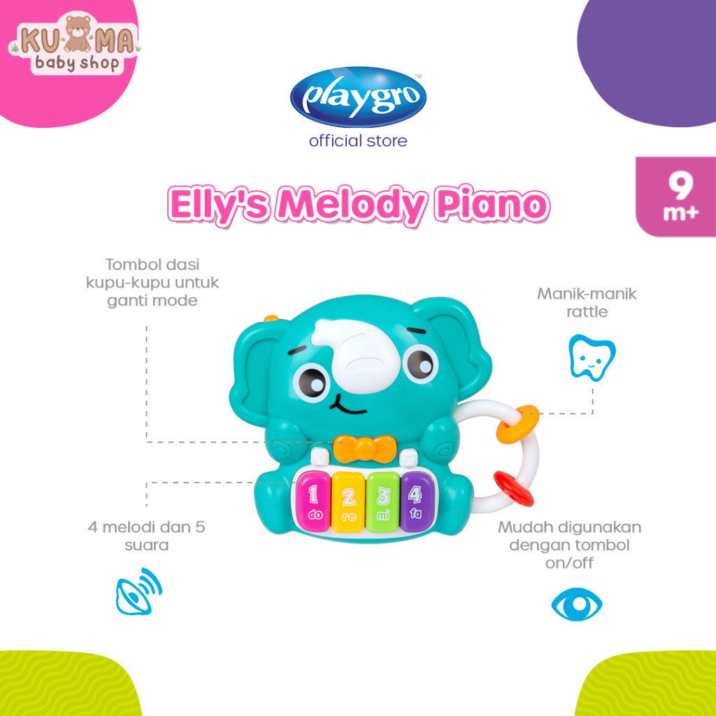 Playgro Elly's Melody Piano - Mainan Sensori  dan Edukasi Anak Bayi Balita
