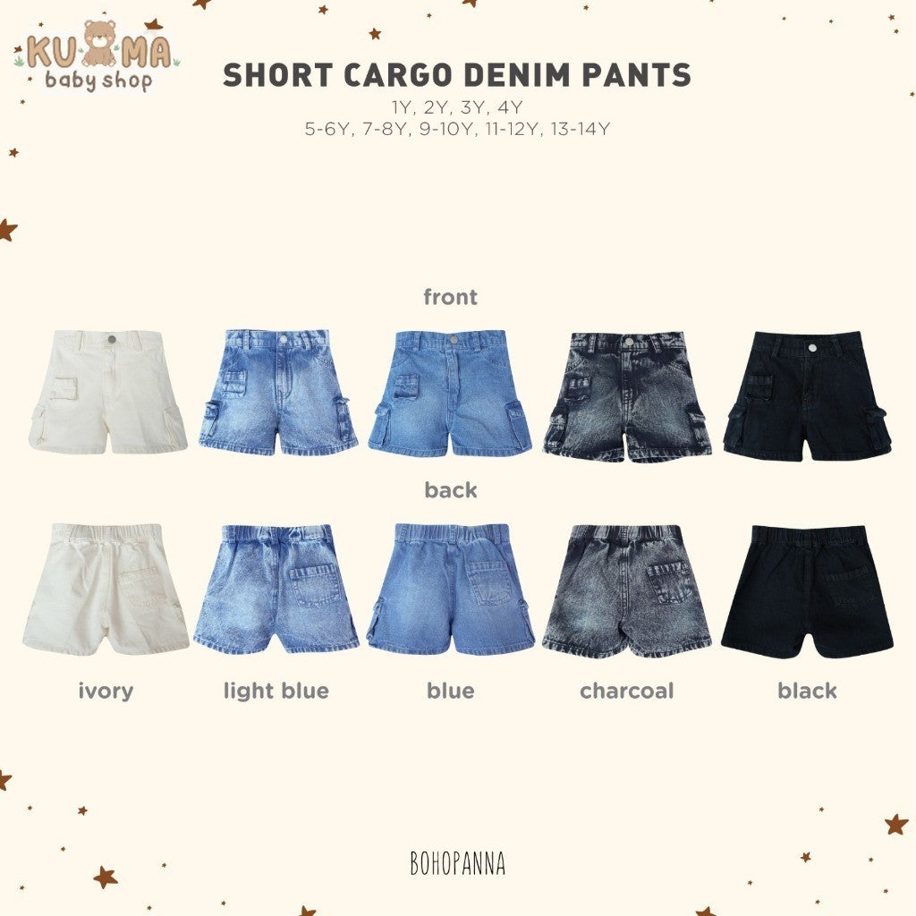 BOHOPANNA - SHORT CARGO DENIM PANTS - CELANA PENDEK ANAK